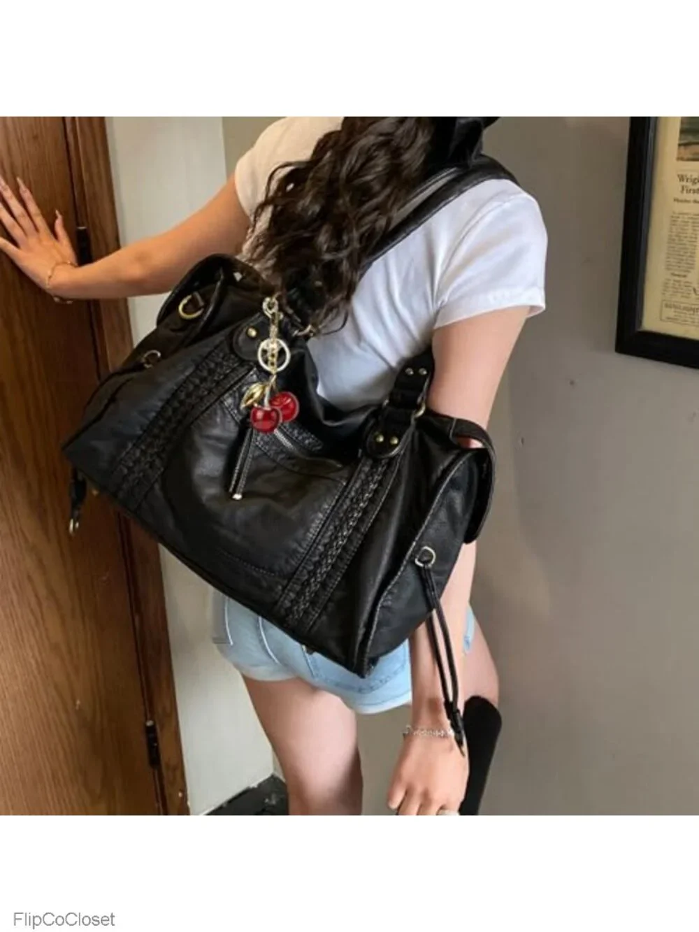 Large PU Leather Hobo Crossbody Bag for Women Vintage Washed Shoulder Purse